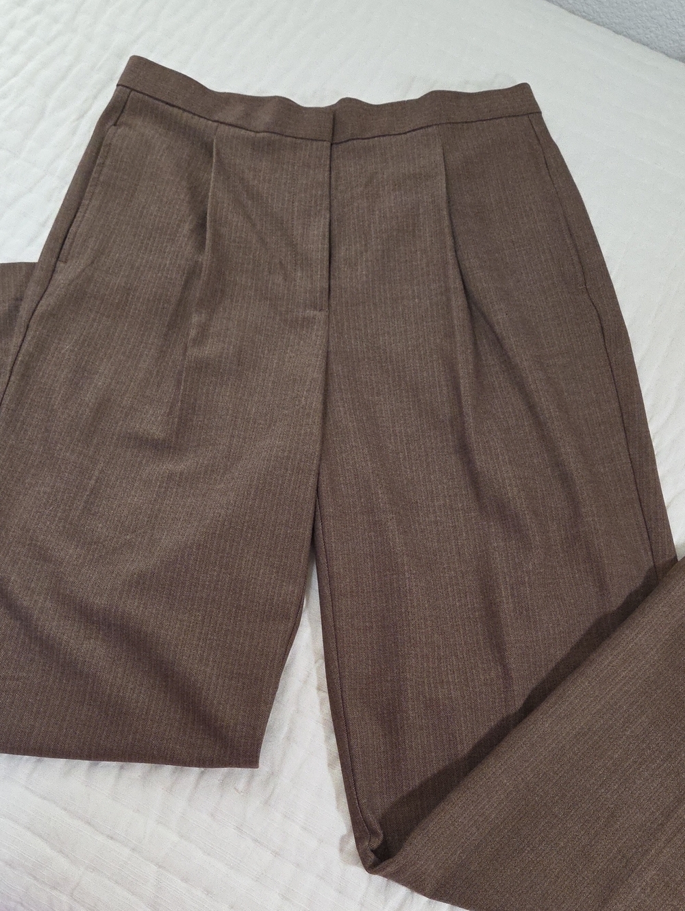 VTG Liz Claiborne Kylie Heritage Herringbone Pleated Trousers Brown Tan Size 12